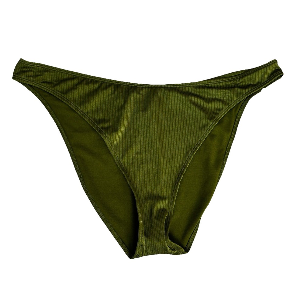 NWT Womens Cheeky High-Leg Bikini Bottom 2XL 20 Olive Ribbed Fairy Grunge Goblin